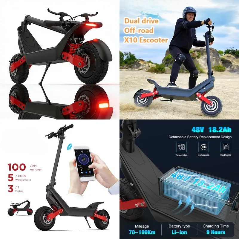Electric Scooter Adults - Trottinette électrique puissante X10 à double