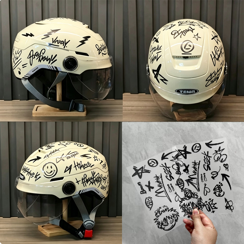 Lot de 2 autocollants punk gra - Scooter Helmet Set avis et prix